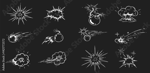 Comic cartoon boom speed effect, explosive motion line element se