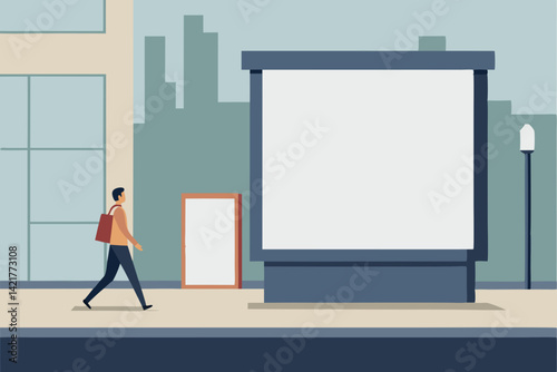 business man holding blank board