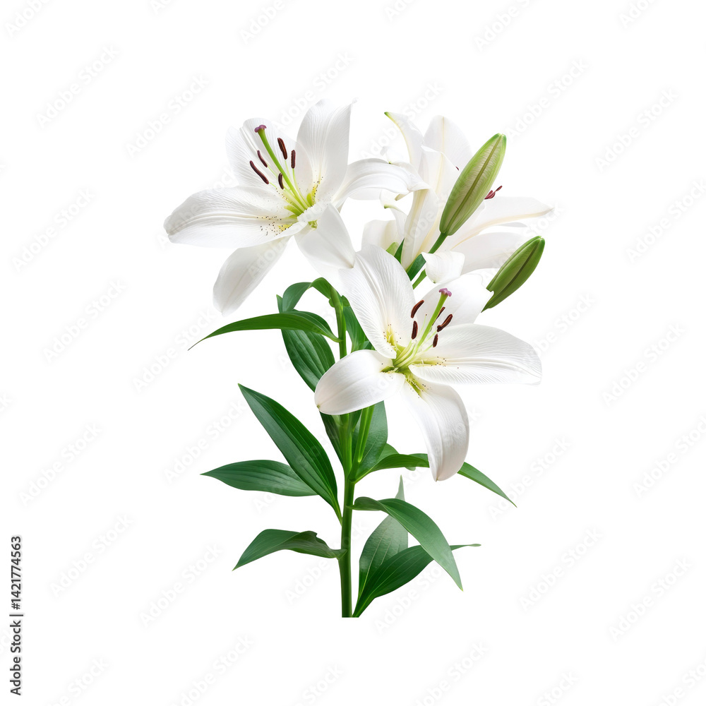 Elegant Bouquet of White Lilies Isolated on Transparent Background Elegant Bouquet of White Lilies Isolated on Transparent Background
