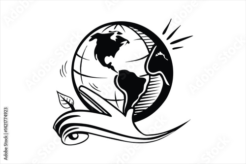 Black and white silhouette earth toned line art