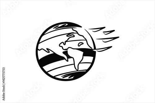 Black and white silhouette earth toned line art