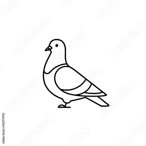 Minimalistic Icon of a sitting pigeon in a black outline for urban and natural concepts