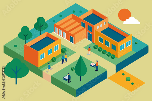 isometric view of a modern city