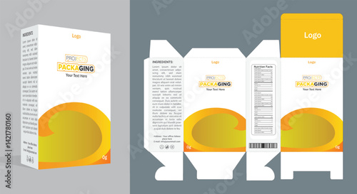 Supplements and Cosmetic box design, Package design template, box outline, Box Packaging design, Label design, healthcare label, packaging vector, realistic mock-up.