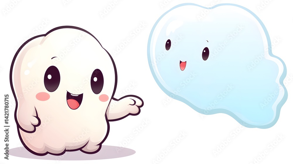 Charming little ghost with speech bubble conveying friendly message for Halloween designs Charming little ghost with speech bubble conveying friendly message for Halloween designs