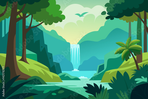 landscape with trees and mountains