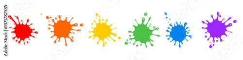 Rainbow splash background. Set of colored blots on the white background. Vector illustration