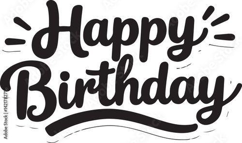 Happy birthday typography black vector design isolated illustration