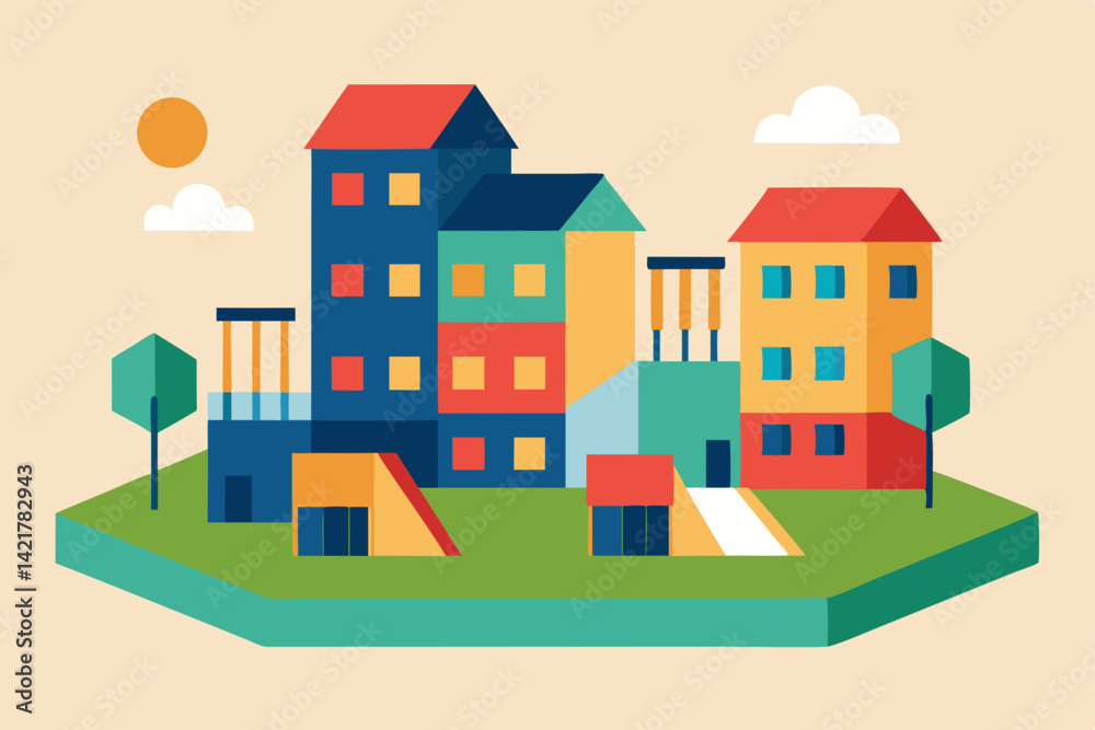 vector illustration of old town vector illustration of old town