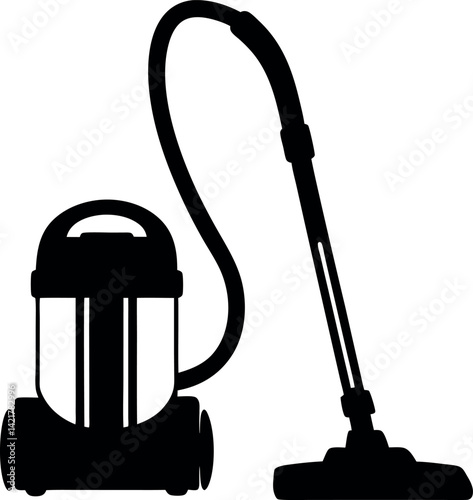 Vacuum Cleaner Silhouette on White Appliance Icon, Cleaning Equipment, Household Tool