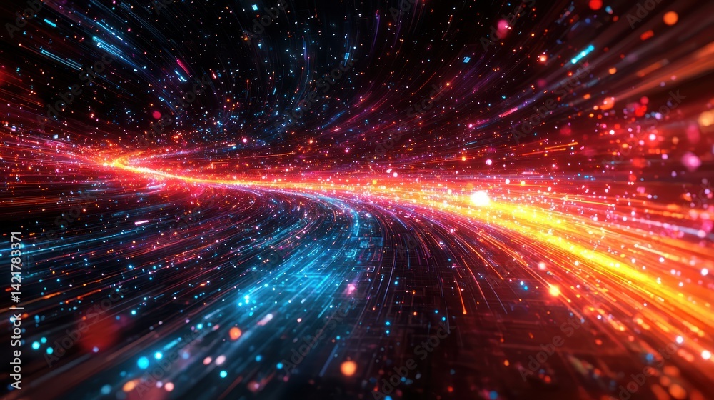 Obraz premium Abstract cosmic tunnel, vibrant light streaks, swirling energy, use in futuristic, science fiction, or space visuals