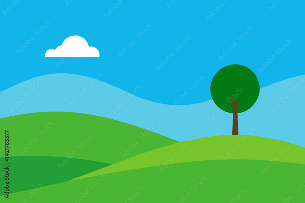 Fototapeta premium landscape with trees and blue sky