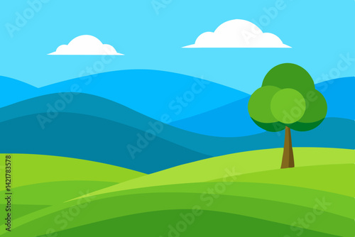 summer landscape with trees