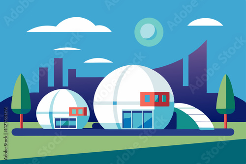 city landscape with blue sky and clouds