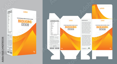 Supplements and Cosmetic box design, Package design template, box outline, Box Packaging design, Label design, healthcare label, packaging vector, realistic mock-up.