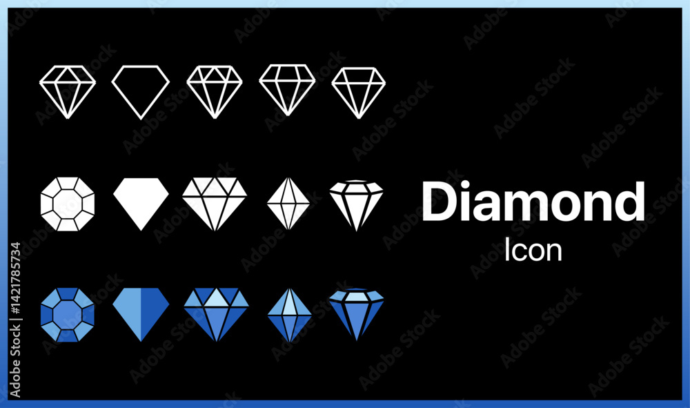 Set of different brilliant icon. Diamond icon Isolated over transparent, Modern design on a black background.
Set of different brilliant icon. Diamond icon Isolated over transparent, Modern design on a black background.