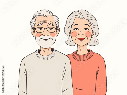Elderly man and woman vactor illustration 