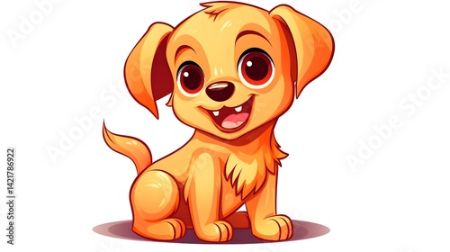 Professional Warm Gradient Line Drawing of a cute Cartoon Dog for Design Projects