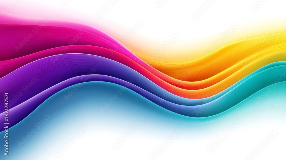 Abstract Colorful Wave Design Vibrant Background - Symbolizing energy, fluidity, movement, harmony, and creativity, this abstract features vibrant, colorful waves against a white background Abstract Colorful Wave Design Vibrant Background - Symbolizing energy, fluidity, movement, harmony, and creativity, this abstract features vibrant, colorful waves against a white background
