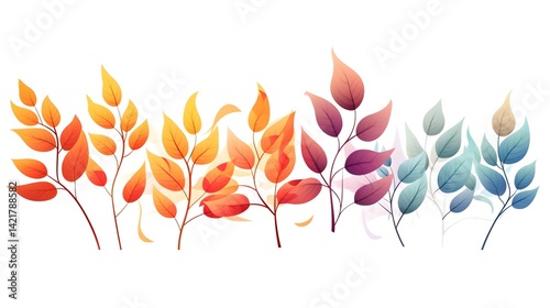 Professional Composition of Colorful Leaves Signifying Season Change