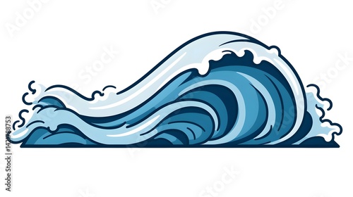 Blue Water Wave Line Icon: Perfect for Marine Graphics and Ocean-related Designs
