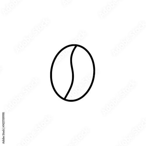 A simple coffee bean icon in a black outline for drink and food concepts