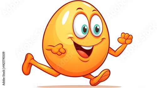 Humorous cartoon illustration of a running egg in a vector format