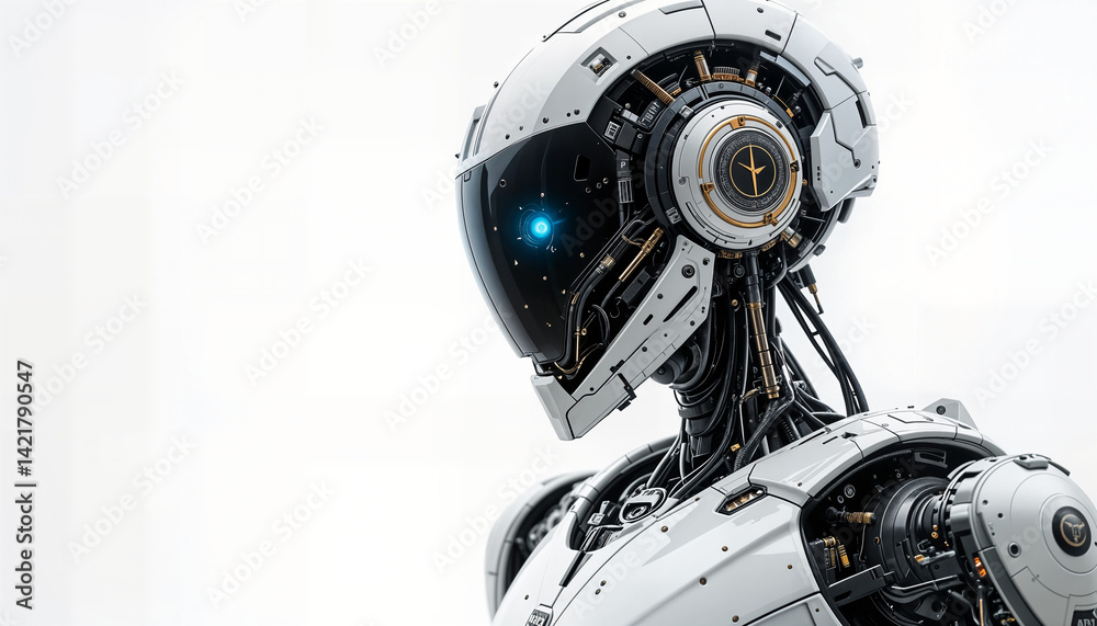 High-Tech Cybernetic Robot with Futuristic Design High-Tech Cybernetic Robot with Futuristic Design