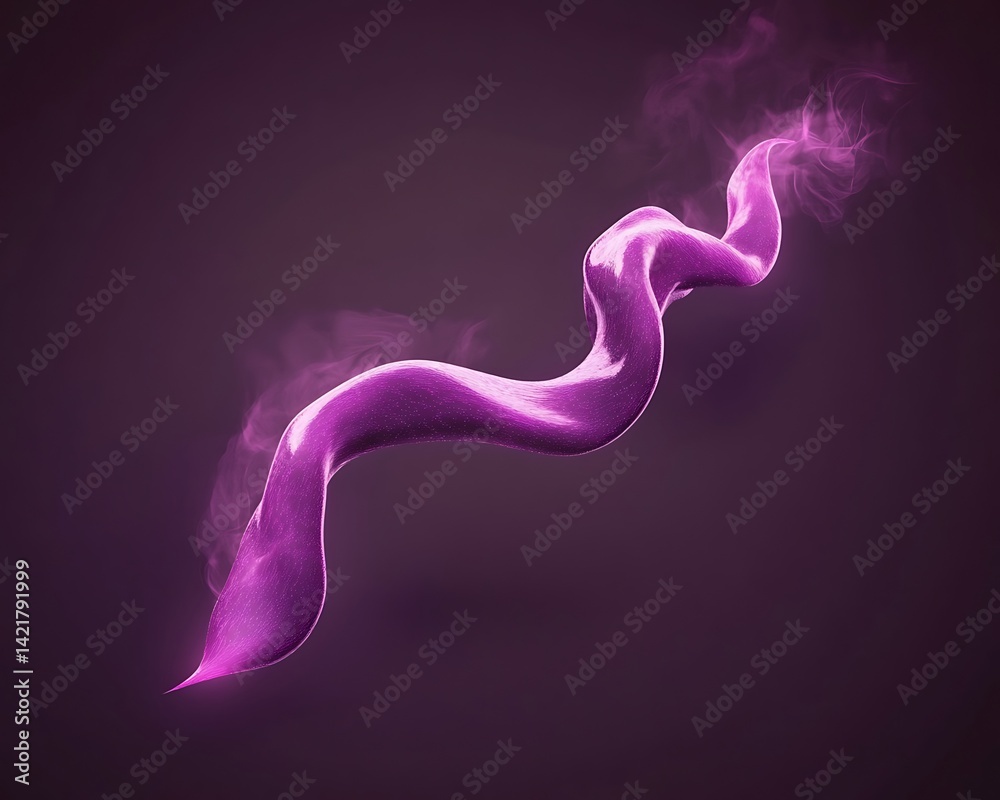 An abstract flowing purple shape floating elegantly on a dark background An abstract flowing purple shape floating elegantly on a dark background