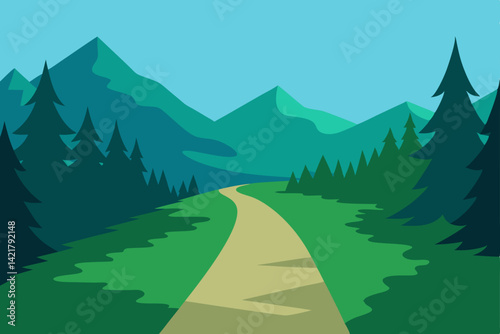 landscape with mountains and trees
