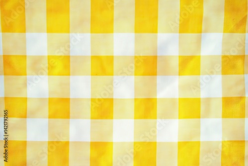 Yellow and white checkered tablecloth (3)