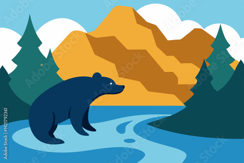 polar bear on the river
