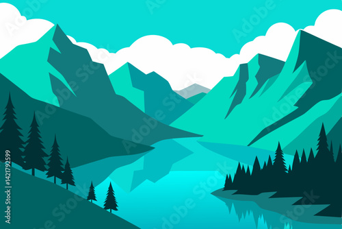 winter mountain landscape with snow