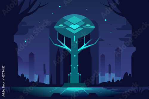 halloween night scene with cemetery