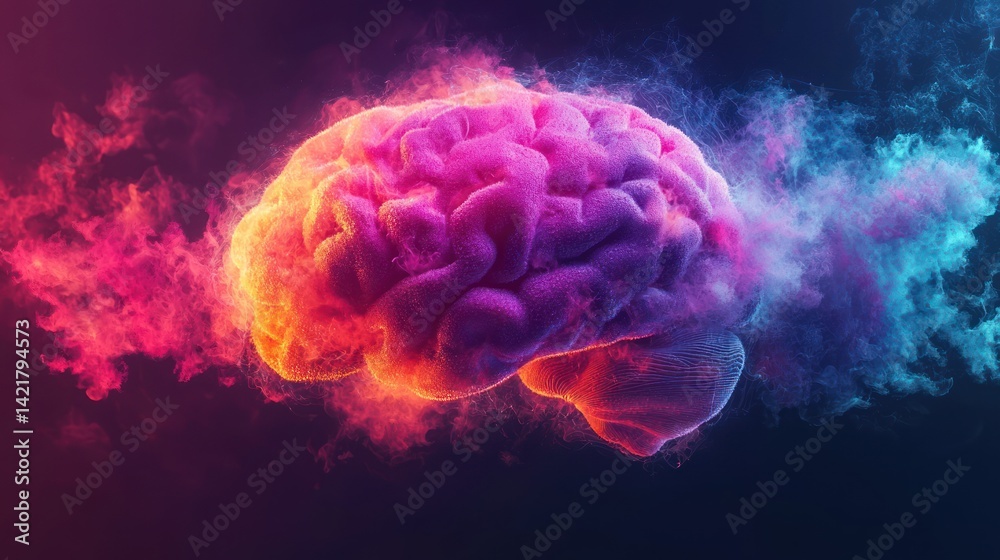 Fototapeta premium Abstract human brain in vibrant smoke