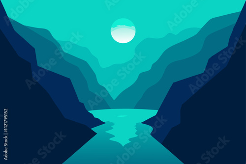 mountain landscape with the moon