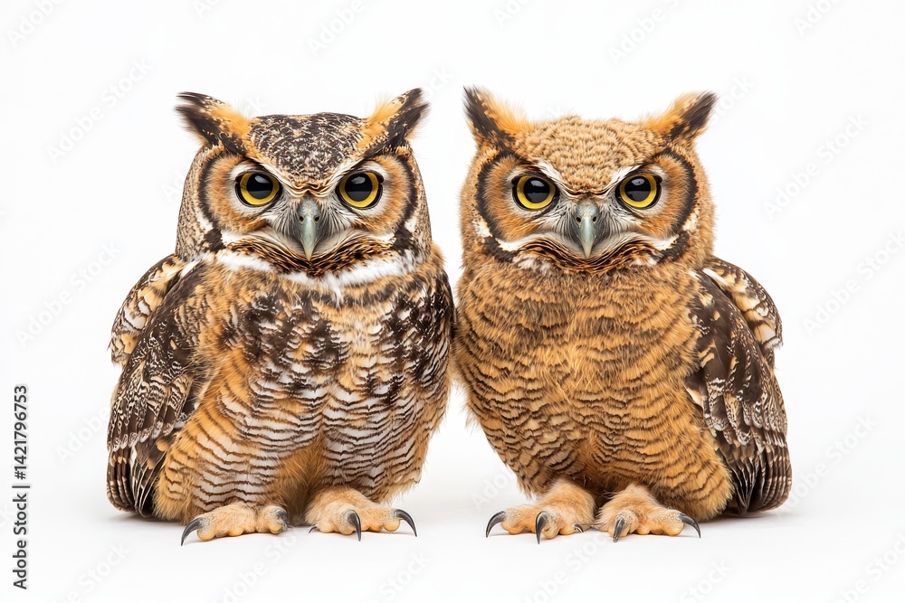 Obraz premium Capturing the natural behavior of great horned owls in Canada's wilderness through photography