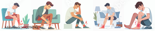 vector of young man having leg pain