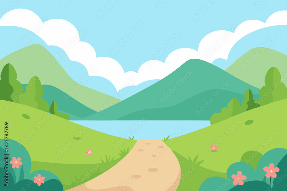 Fototapeta premium landscape with mountains and blue sky