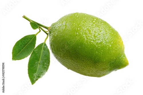 Fresh Green Lime with Leaves