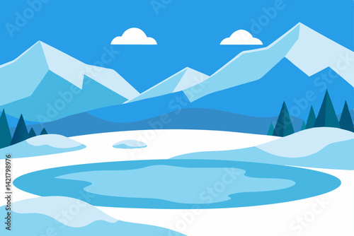 winter landscape with mountains