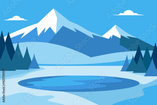 winter landscape with mountains