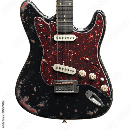 Electric guitar pickguard isolated on transparent background. photo