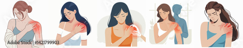 vector woman having shoulder pain