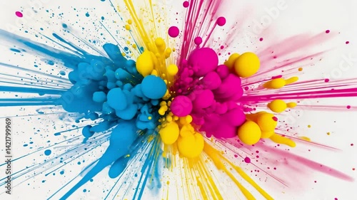 Vibrant Color Burst: A dynamic explosion of primary colors unfolds in a captivating display of creative energy, symbolizing artistic expression and innovative concepts.