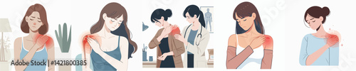 vector woman having shoulder pain