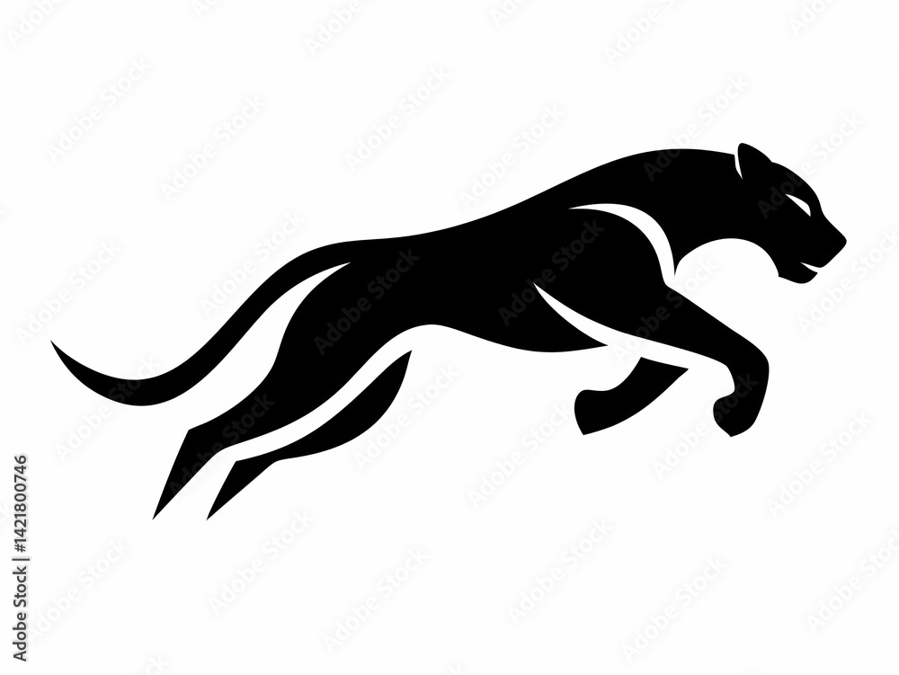 Obraz premium Leaping Cat Silhouette Vector Illustration Design