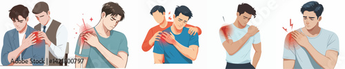 vector young man is having shoulder pain