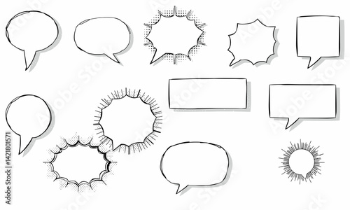 collection of various comic speech bubbles in different shapes and styles, perfect for adding dialogue or thoughts in illustrations. These elements enhance creativity and storytelling