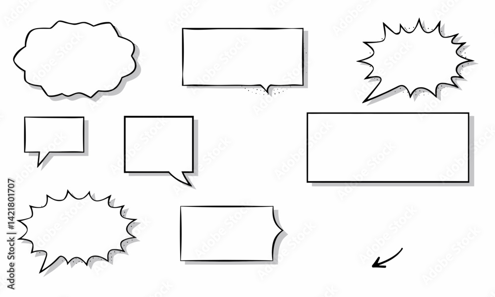 Obraz premium collection of various comic speech bubbles different shapes and sizes, perfect for adding dialogue or thoughts illustrations. These empty speech bubbles can enhance storytelling and creativity
